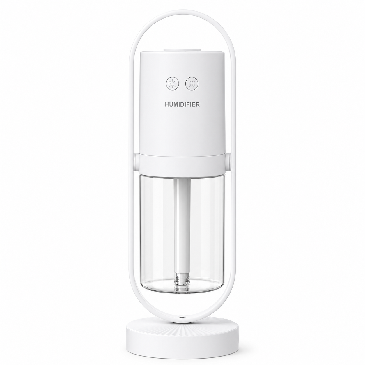 White humidifier with clear water tank on a white background