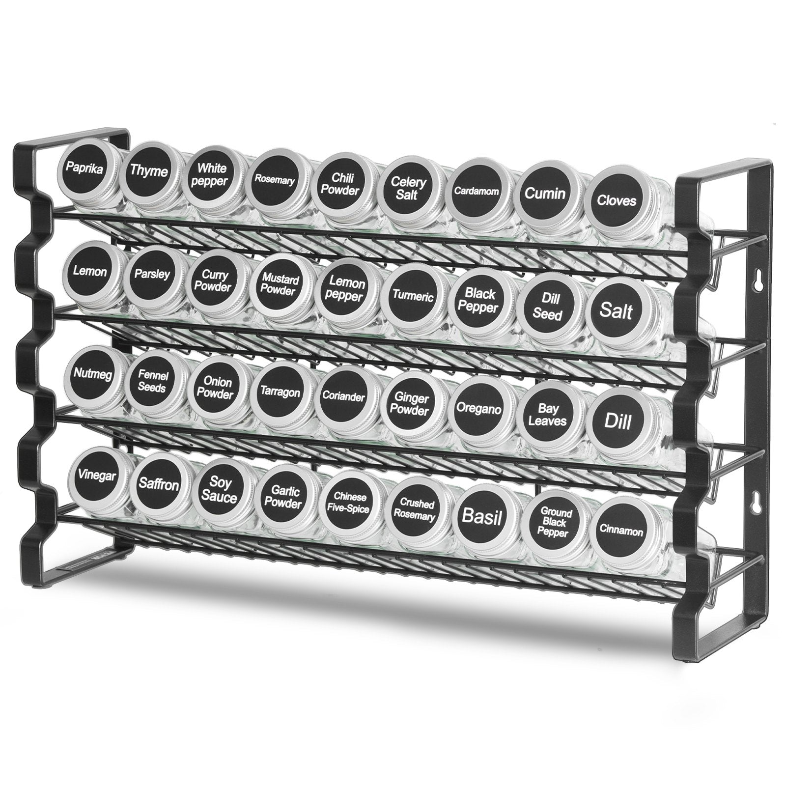 4-Tier Spice Rack Organizer with 36 Glass Jars