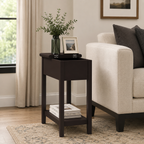Narrow End Table with Flip-Top Storage