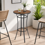 Round Outdoor Bar Table with Steel Frame