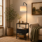 Floor Lamp End Table with Drawer & Charging Station