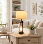 Industrial Dual-Light Accent Table Lamps with USB Charging (Set of 2)