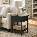 Modern Side Table with Drawer & Storage Shelf