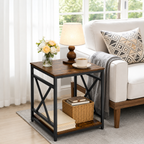 Square End Table with Open Storage Shelf