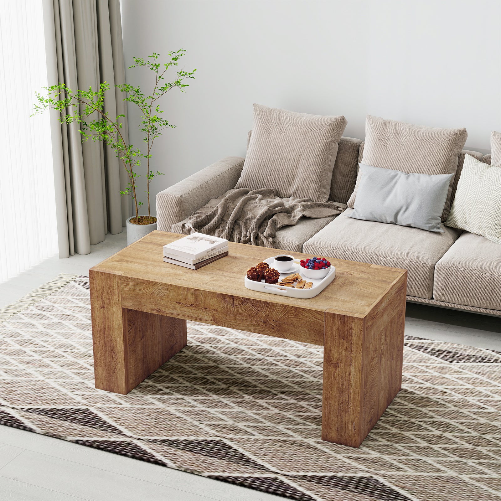 48" Farmhouse Coffee Table with Hidden Storage Drawer