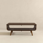 44" Solid Wood Coffee Table with Slatted Open Storage