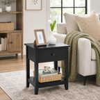 Modern Side Table with Drawer & Storage Shelf