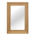 36" Rattan Solid Wood Wall Mirro