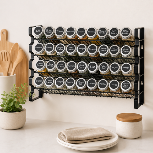 4-Tier Spice Rack Organizer with 36 Glass Jars