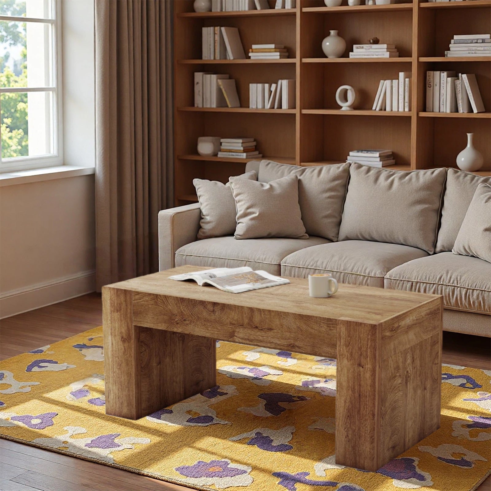 48" Farmhouse Coffee Table with Hidden Storage Drawer