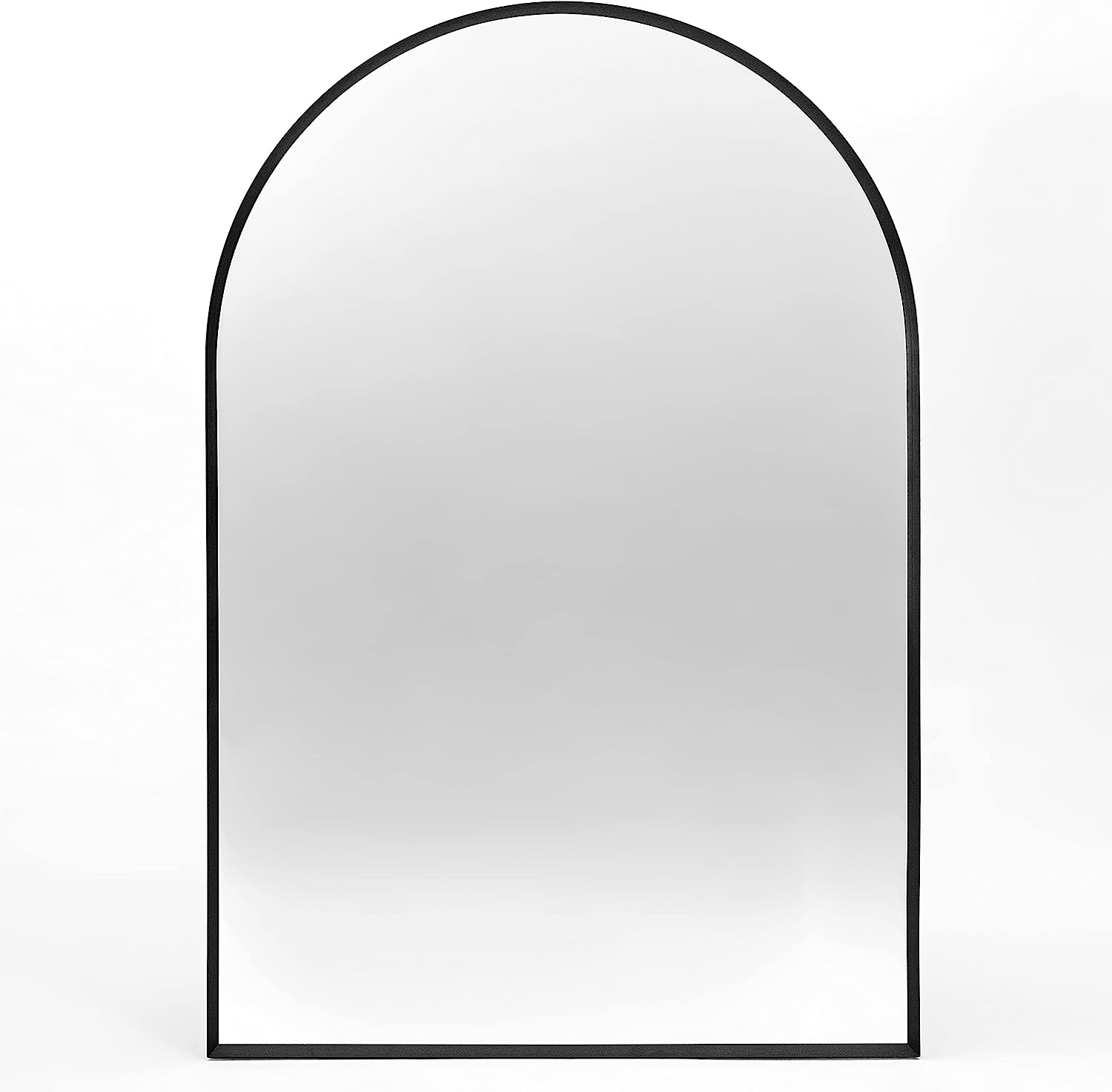 36" Arched Wall Mirror with Black Aluminum Frame