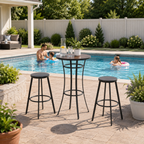 Round Outdoor Bar Table with Steel Frame