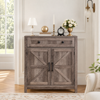 Farmhouse Coffee Bar Cabinet with Sliding Barn Doors