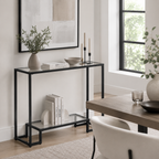 Modern 2-Tier Glass Console Table