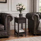 Narrow End Table with Flip-Top Storage