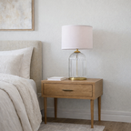 21" Nordic Glass Table Lamp with Pink Fabric Shade