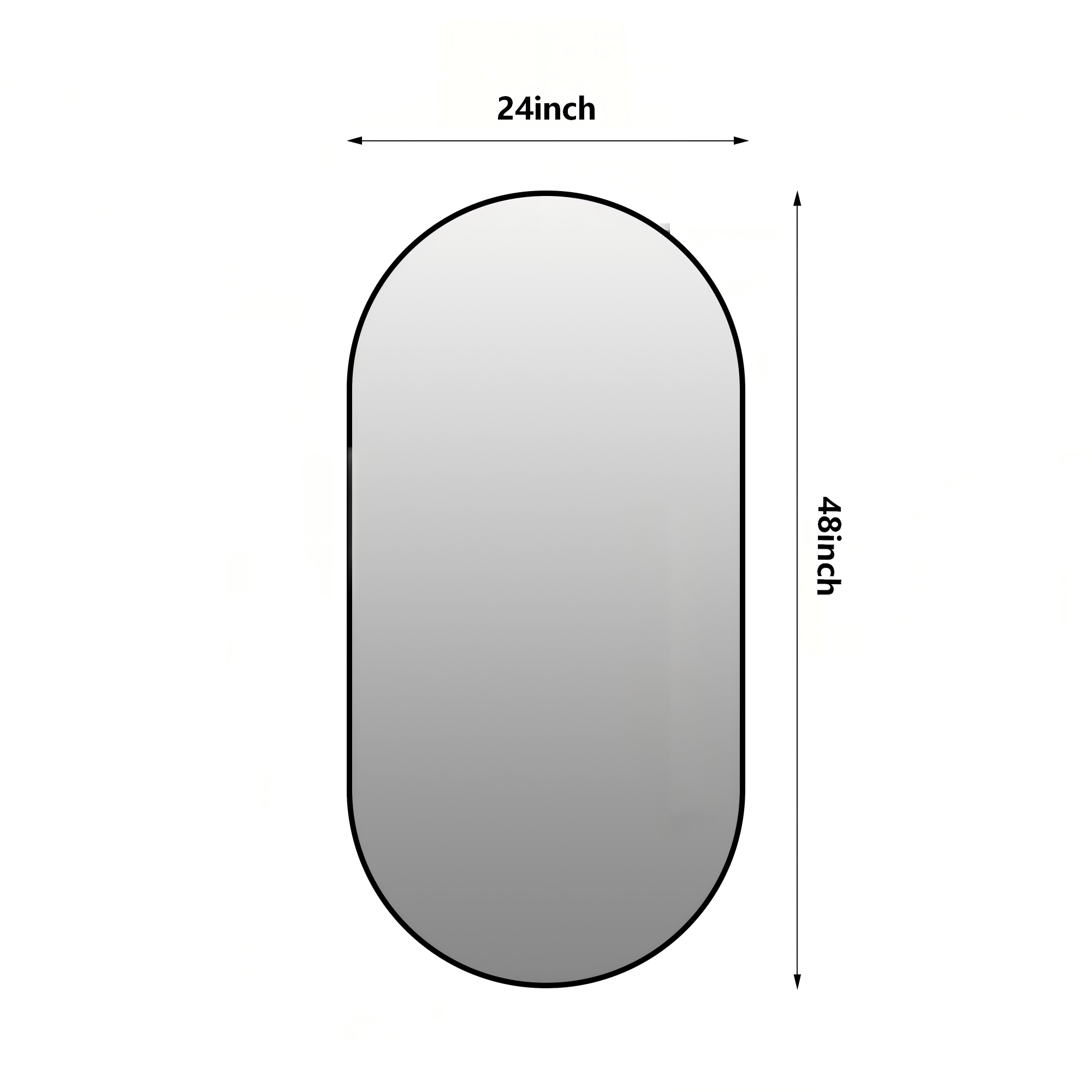 48" Wall Mirror with Black Metal Frame