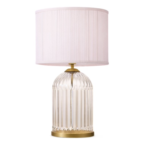 21" Nordic Glass Table Lamp with Pink Fabric Shade