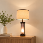 Industrial Dual-Light Accent Table Lamps with USB Charging (Set of 2)