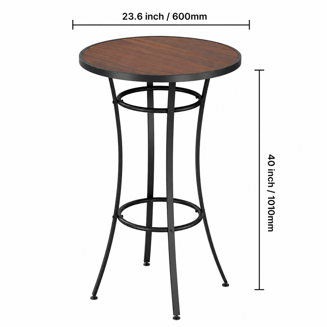 Round Outdoor Bar Table with Steel Frame
