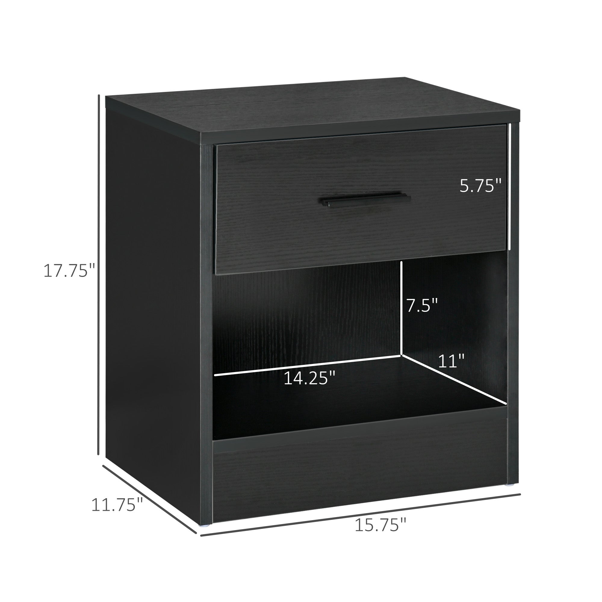 Modern Side Table with Drawer & Storage Shelf