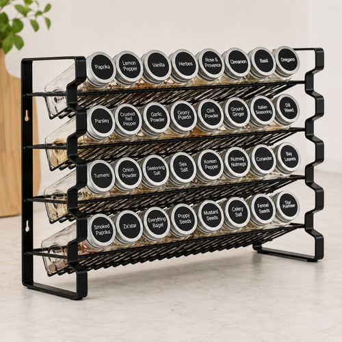 4-Tier Spice Rack Organizer with 36 Glass Jars