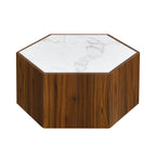 32" Hexagonal Coffee Table with Hidden Storage Drawers