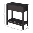 Narrow End Table with Flip-Top Storage