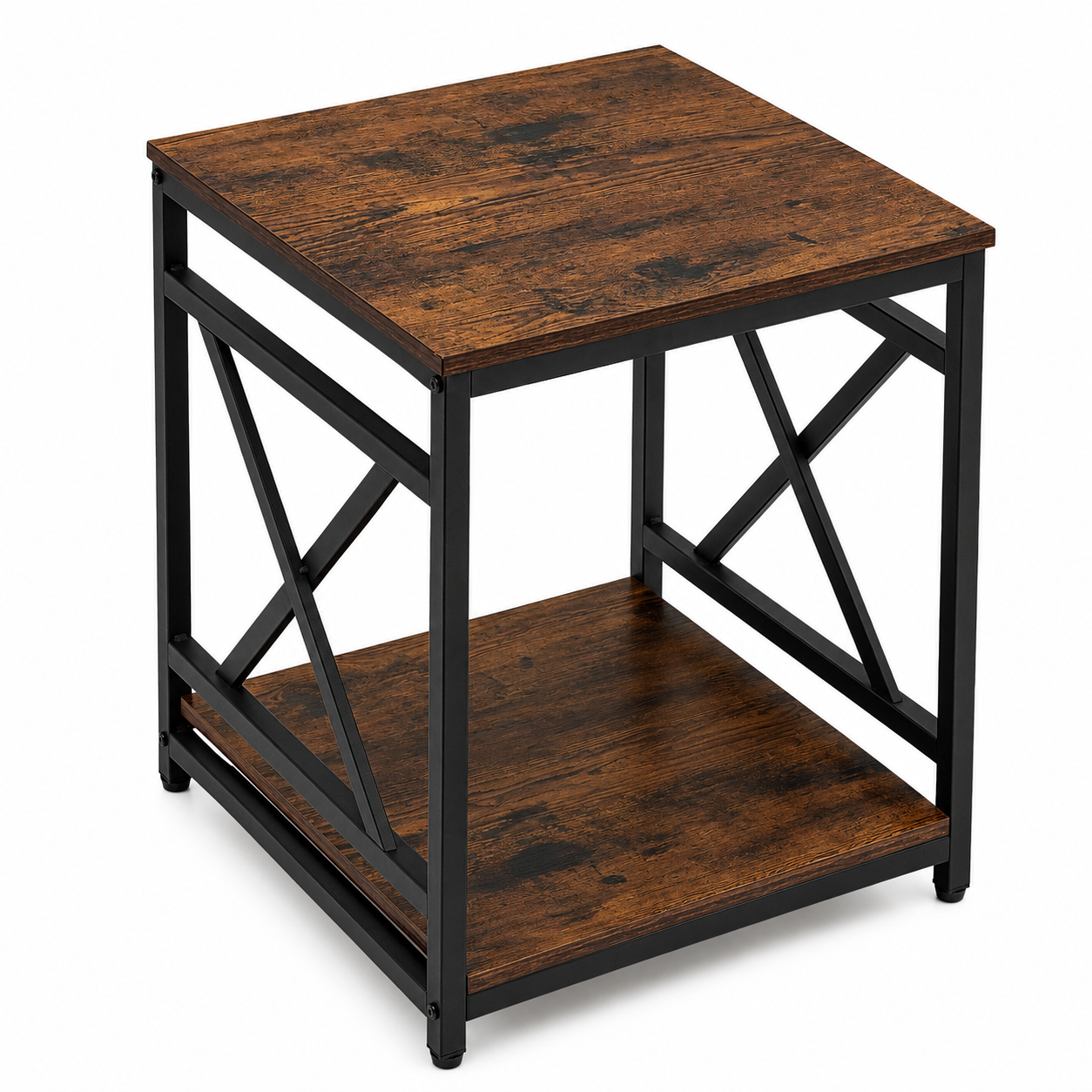 Square End Table with Open Storage Shelf