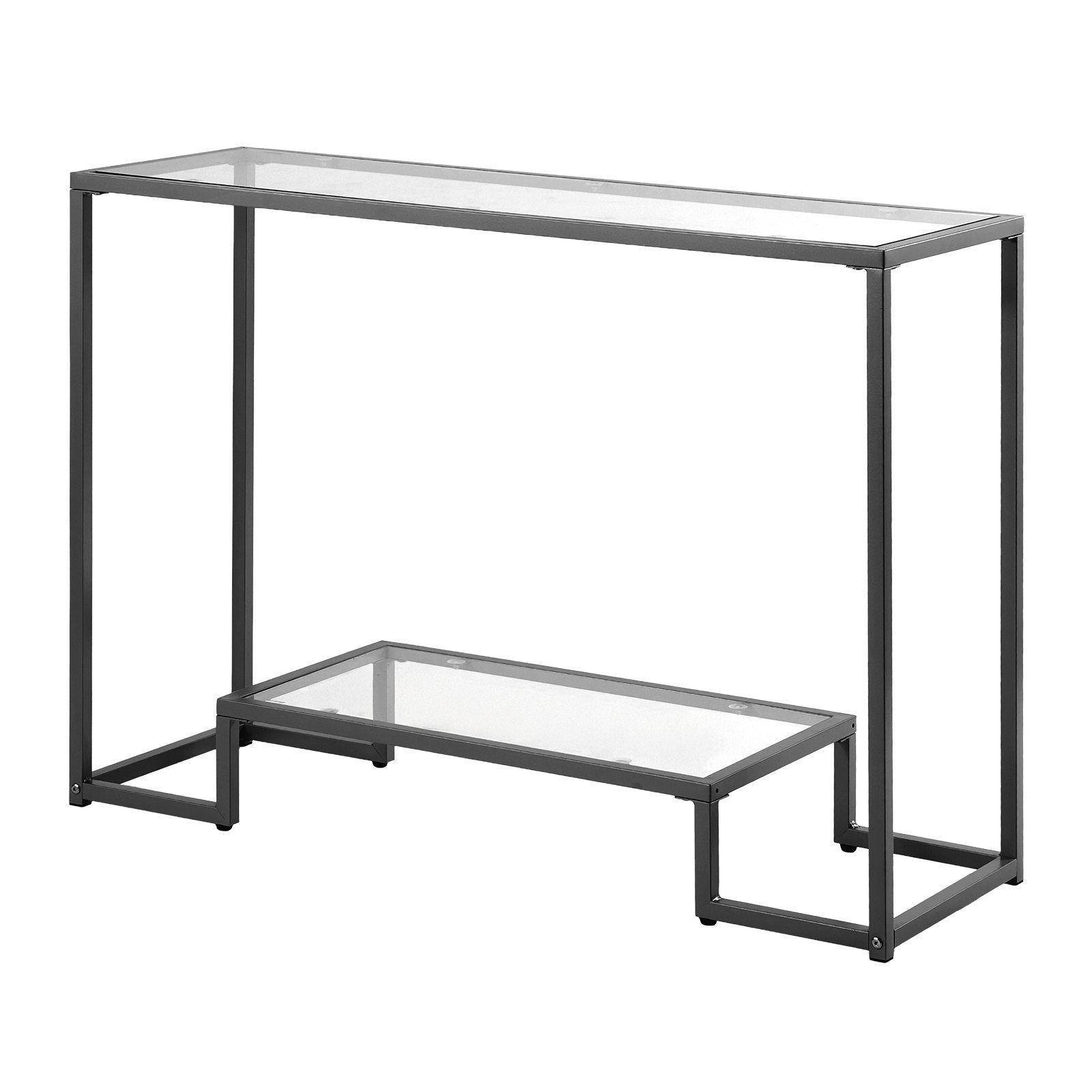 Modern 2-Tier Glass Console Table