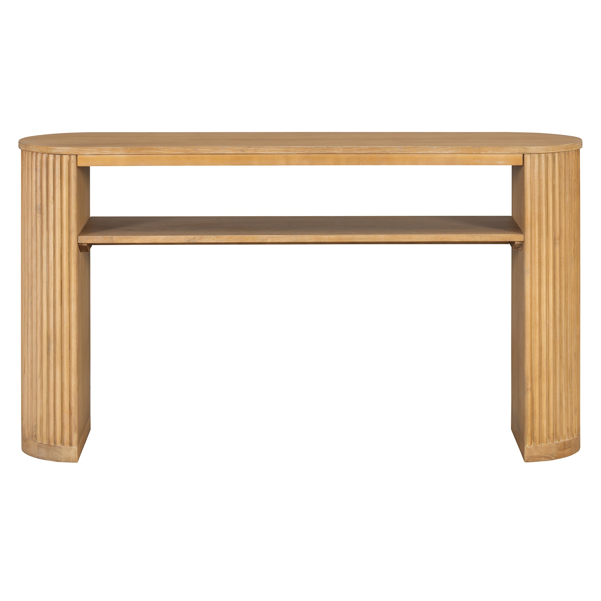 53" Oval Farmhouse Console Table with Fluted Legs