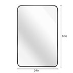 24" × 32" Black Framed Rectangular Wall Mirror