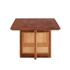 47" Walnut Coffee Table with Rattan-Inspired Design