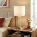 28" Luna Glass Table Lamp with Brushed Nickel Base