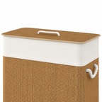 Double Bamboo Laundry Hamper with Lid & Removable Liner
