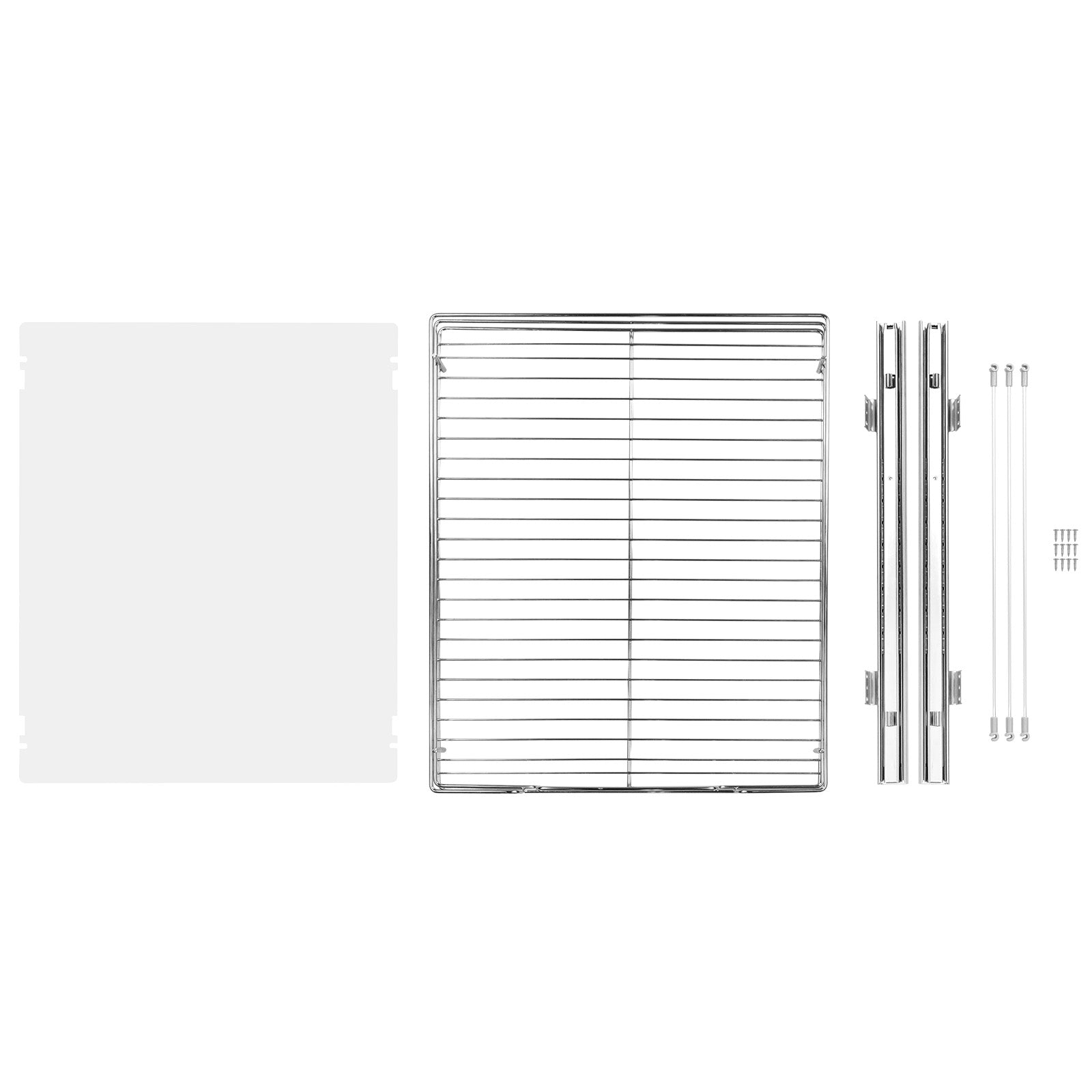Metal grid and white panel on a white background. Heavy-Duty Pull-Out Cabinet Organizer. Vitly Hub