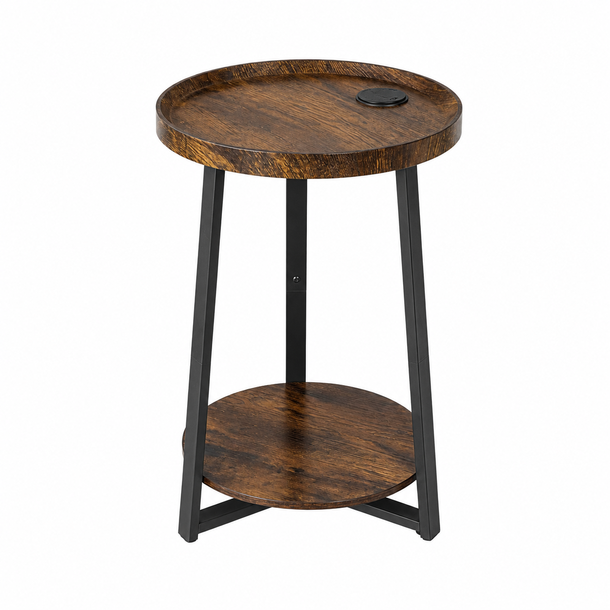 Round End Table with USB & AC Charging Station