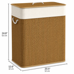 Double Bamboo Laundry Hamper with Lid & Removable Liner