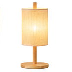 15.4" Arcana Oak Wood Table Lamp with Rattan Shade