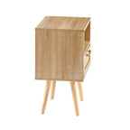 15.75" Rattan Nightstand with Drawer & Solid Wood Legs