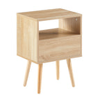 15.75" Rattan Nightstand with Drawer & Solid Wood Legs