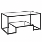 Modern Tempered Glass Coffee Table with Open Shelf