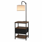 Floor Lamp End Table with Drawer & Charging Station