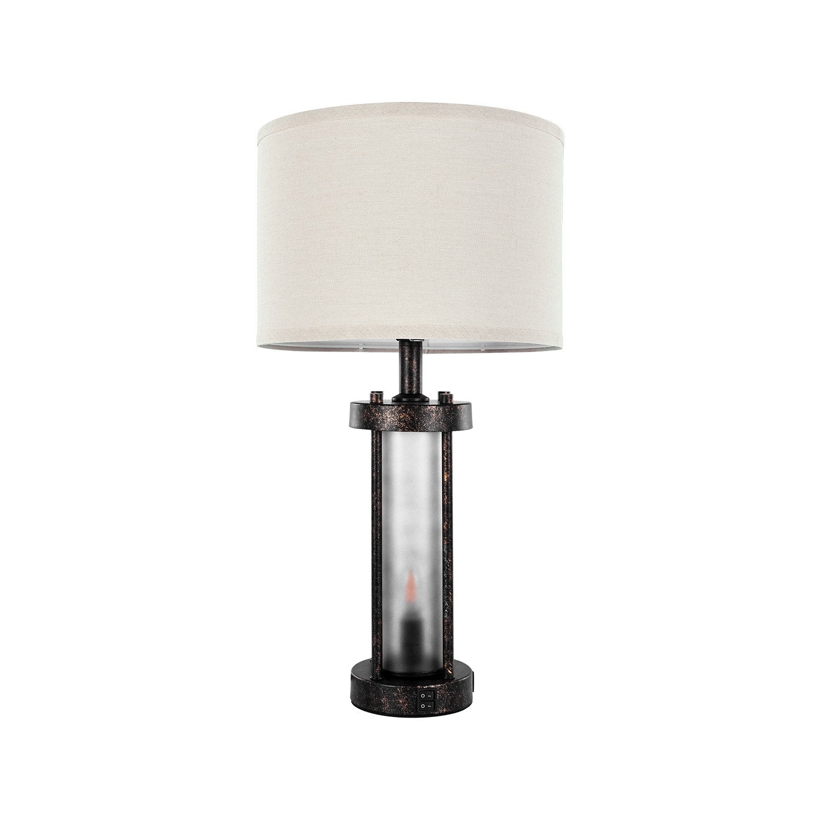 Industrial Dual-Light Accent Table Lamps with USB Charging (Set of 2)
