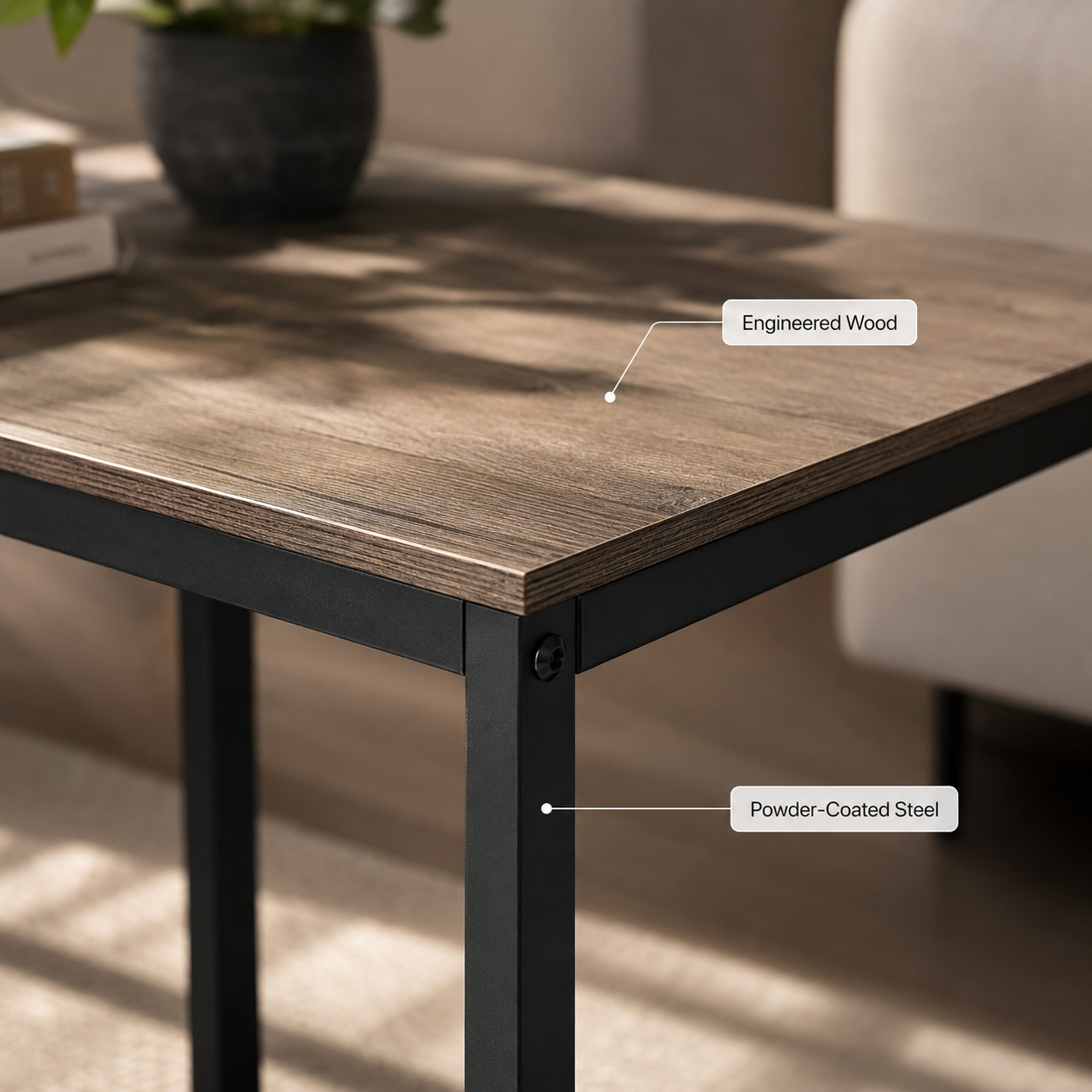 Modern Pub Table with Wood-Look Top