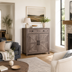 Farmhouse Coffee Bar Cabinet with Sliding Barn Doors