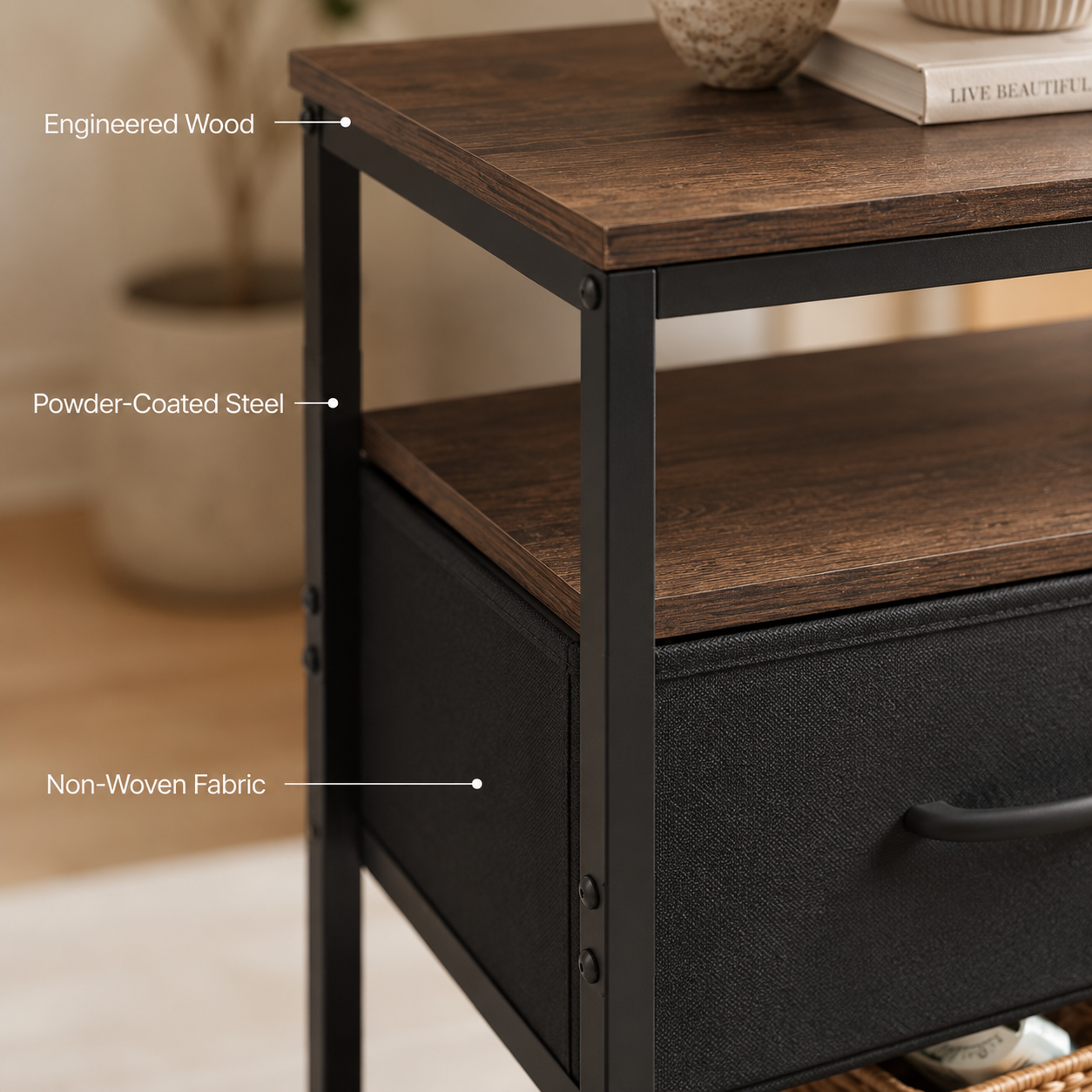 Floor Lamp End Table with Drawer & Charging Station
