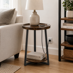 Round End Table with USB & AC Charging Station
