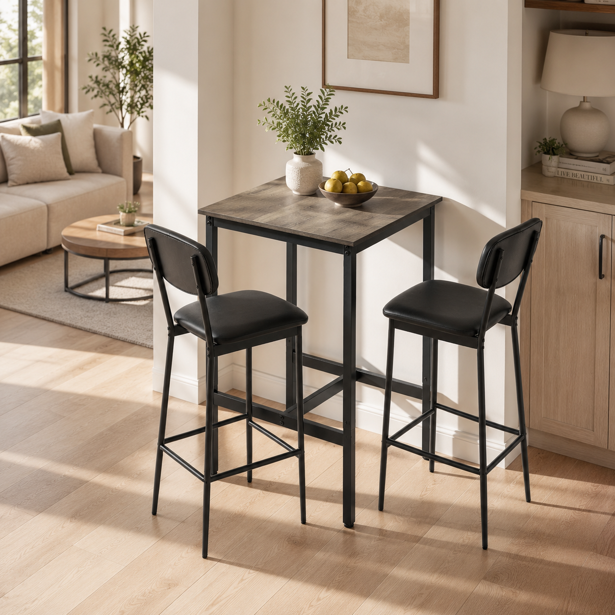 Modern Pub Table with Wood-Look Top