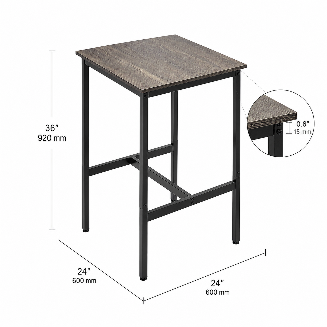 Modern Pub Table with Wood-Look Top